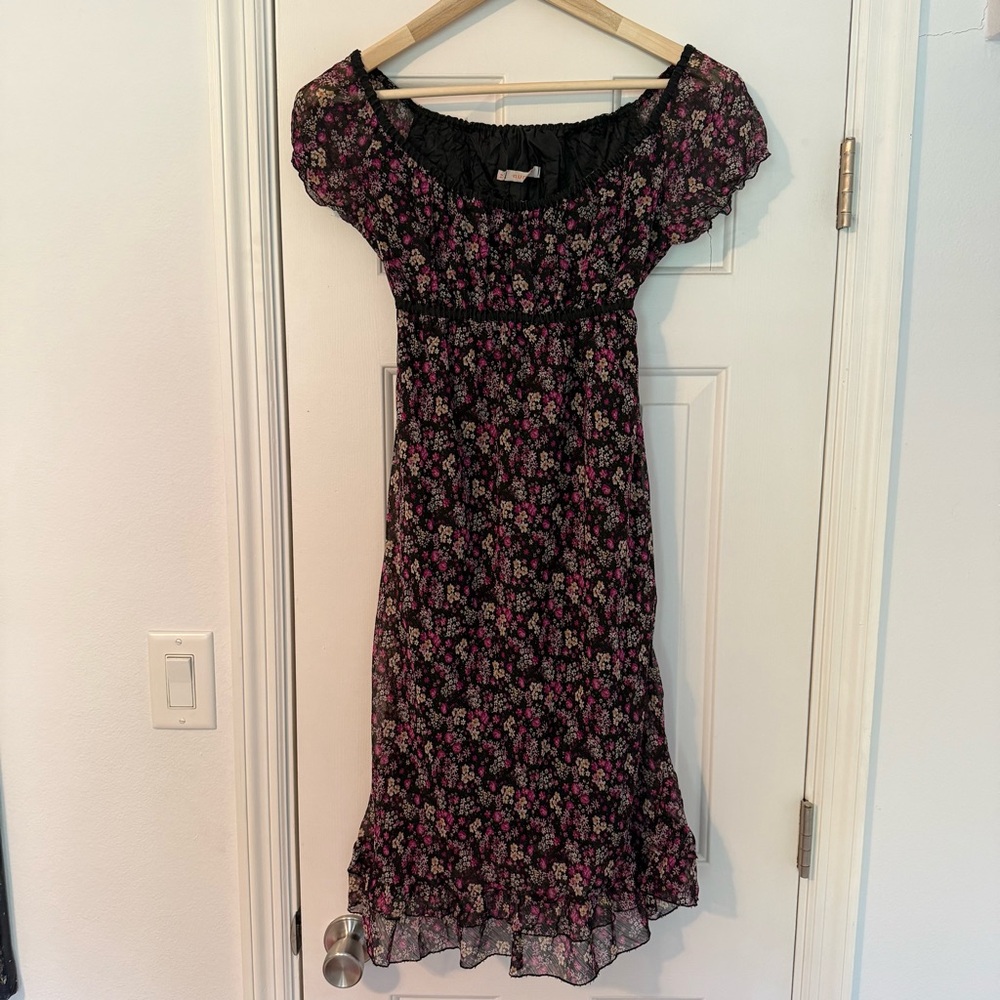 Floral Black and Pink Women's Dress